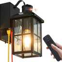 Porch Light with GFCI Outlet with Remote, Dusk to Dawn Outdoor Lighting with Outlet, Upgraded 4 Lighting Modes Motion Sensor Outdoor Lights, Waterproof Outside Lights for House Patio Garage Front Door (1-Pack, Black)