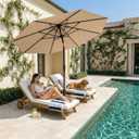 Kingdura 10FT Outdoor Patio Umbrella, Market Table Umbrella with Push Button Tilt and Crank, 8 Sturdy Fiberglass Ribs, UV Protection for Pool, Lawn, Deck, Backyard, Garden (Beige)