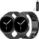 GOLDTOLUCK Stainless Steel Band Compatible with Samsung Galaxy Watch 8 7 6 5 4 Classic FE Pro 40mm 44mm 46mm 43mm 47mm 45mm 42mm 20mm Men Women Milanese Replacement Metal Elegant Casual (Black&Black)