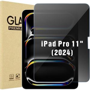 ProCase 1 Pack Privacy Screen Protector for iPad Pro 11 Inch M4 2024, Anti-Spy Tempered Glass Film for iPad Pro 11" 5th Generation A2836 A2837 A3006 (1 Privacy Screen)