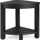 HDPE Corner Shower Stool,Shower Bench Seat with Storage Shelf for Shaving Legs Plastic Spa Bath Step Foot Rest for Bathroom Small Place (Black)