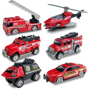 6 Pack Diecast Fire Trucks for Toddlers 3-5, Alloy Metal Fire Truck Toy for Boys 3 4 5 6 7 Years Old, Mini Fire Engine Car Toys City Emergency Vehicles for Kids Boys Girls Birthday Easter Gifts