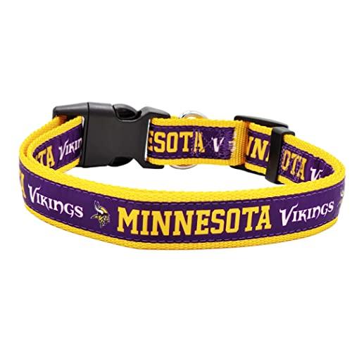NFL Vikings Dog & Cat Collar - Medium, Shiny & Colorful, Licensed by The NFL