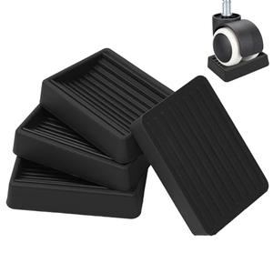 Furniture Wheels Caster Cups, Non-Slip Rubber Bed Frame Stopper Floor Protector for Any Furniture with Wheels - 4 Pack (Black)