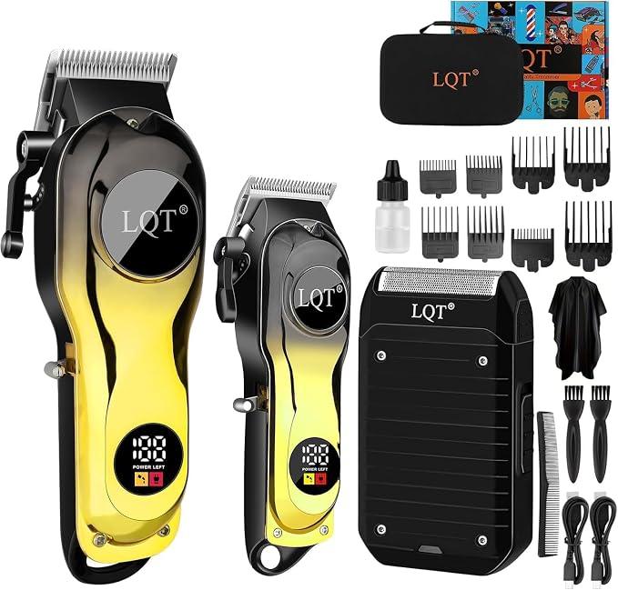 Hair Clippers Men, Cordless Clippers for Men Haircut with LED Display, Gold Gradient Zero Gap Hair Trimmer, Type-C Rechargeable Trimmer, Barber Kit, Man's Gift Set