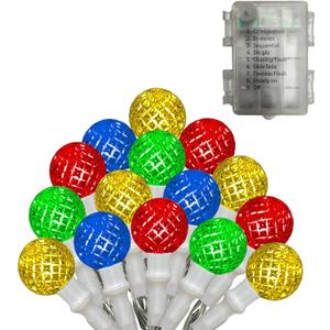 Anycosy Christmas String Lights G3, 50 LEDs Globe Waterproof Battery Operated Strings Lights Multicolor 8 Modes & Timer for Xmas Tree Garden Patio Indoor Outdoor Christmas Decorations