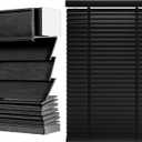 Custom Cordless Wood Blinds for Indoor Windows, 2 Inch Slats Blackout Horizontal Window Blinds, Wooden & Faux Wood Blinds for Home, Bedroom, Office (Black)