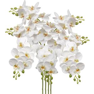 30 Inch White Orchids Artificial Flowers Real Touch Phalaenopsis Spray Artificial Orchid Stems with 12 Orchid Flowers Fake Phalaenopsis Tall Faux Flowers Arrangement for Home Decor Party Wedding Decor