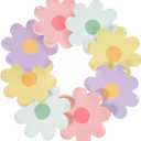 Healvian Daisy Disposable Paper Plates 7 Inch 40 Pack Flower Shaped Plates for Birthday Party Picnic Baby Shower and Family Gatherings