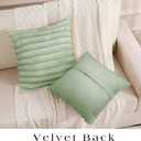 Uhomy Set of 2 Faux Fur Home Decorative Throw Pillow Cover Luxury Super Soft Fuzzy Striped Furry Pillowcase for Sofa Couch Bedroom Comfy Thick Fluffy Plush Cushion Cover 20x20 Inch Sage Green 50 cm
