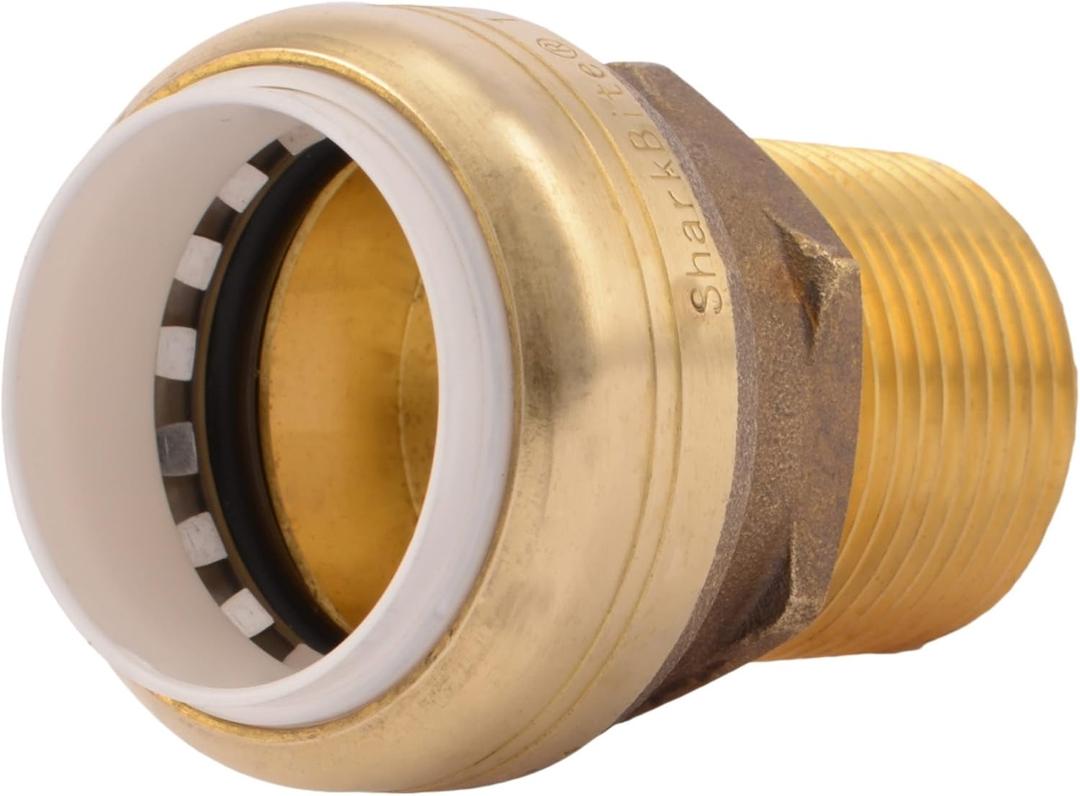 SharkBite 1 Inch PVC x 1 Inch MNPT Adapter, Push to Connect Brass Plumbing Fitting, PEX Pipe, Copper, CPVC, PE-RT, HDPE, UIP140A