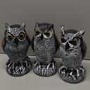 3-Pack Owl Decoys for Bird Deterrent - Weatherproof Bird Repellent Devices for Outdoor Use - Plastic Owls to Scare Birds Away and Control Garden Pests