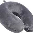 Travel Pillow 100% Pure Memory Foam Neck Pillow Airplane for Traveling,Car, Train,Napping,Traveling,Washable Cover (Grey)