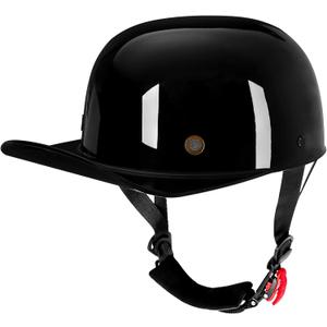 Baseball Style Cap Retro Motorcycle Helmet Unisex-Adult - DOT Approved (Medium, Light Black)