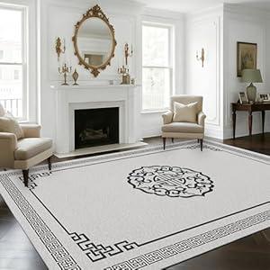 Airsell Area Rugs, Low-Profile Non-Slip Modern Carpet for Living Room and Bedroom, Lightweight Easy Clean Rug for Dining Room, Hallway, Pet Room (8x10 Ft Grey Modern A-06 Area Rug)
