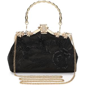 UBORSE 1920s Vintage Clutch Purse Beaded Evening Bag for Women Formal Bridal Sequin Handbag Clutch for Wedding/Prom/Cocktail | 1920s, Vintage, Beaded, Formal, Bridal, Sequin (Black -092)