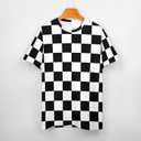Men's Cotton T-Shirt -Black White Race Checkered Flag Pattern, Casual Graphic Crew Neck Short Sleeve Tees Tops (XL)