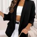 PRETTYGARDEN Womens Casual Blazer 2025 Spring Fall Fashion Long Sleeve Open Front Work Office Suit Jackets (Black, XXL)