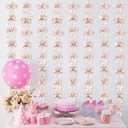 8 Pcs Pink Bow Hanging Banner Pink Bow Themed Birthday Party Decorations Spring Floral Garland Banner Party Decor for Bridal Shower, Wedding Favors, Birthday, Bachelorette Supplies