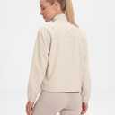 Women's Lightweight Half Zip Athletic Jacket Cooling Long Sleeve Running Workout Cropped Jacket Outdoor Tops Beige M