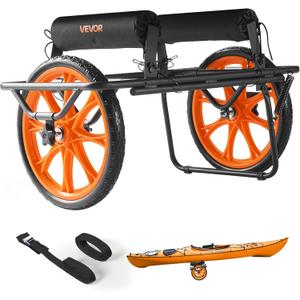 VEVOR 300lbs Kayak Cart, All-Terrain Super Duty Trolley Cart, Canoe Cart Dolly with 15-inch No-Flat Solid Rubber Tires and Kickstand, Quickly Assembles & Disassembles, for Kayaks, Canoes, Paddleboards
