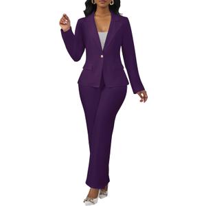 Salimdy 1 Piece Pant Suits for Women Business Casual Outfits Dressy Blazer Jackets and Pencil Pants Work Set, M