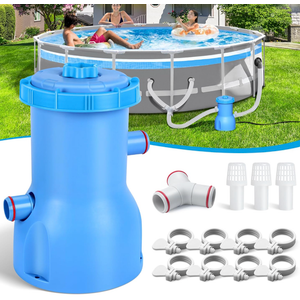 Basic Series 530 GPH Above Ground Pool Filter Pump - ETL Certified Pool Cartridge Filter Pump System with GFCI Protection | Enhances Water Clarity - Efficiently Removes Impurities - Sky Blue