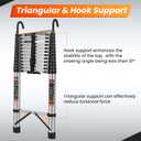 Telescoping Ladder, 16.5 FT Extension Ladder w/Hooks, Heavy Duty 330lbs Max Capacity, Collapsible Telescopic Ladder for Rv, Roof, Outdoor