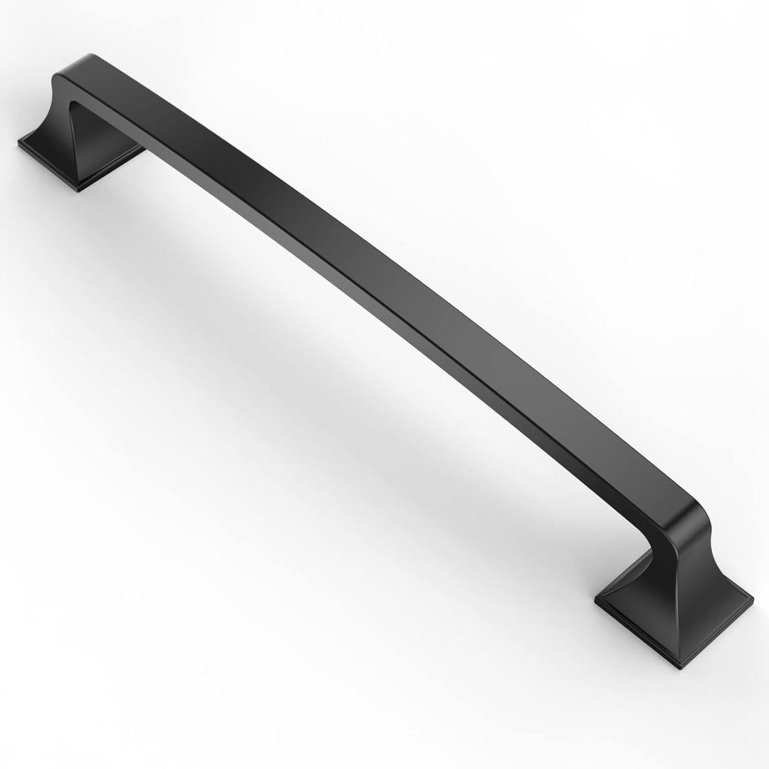 Asidrama 10 Pack 10 Inch(254mm) Hole Centers Matte Black Kitchen Cabinet Handles, Cabinet Pulls Kitchen Cabinet Hardware for Cupboard Drawer Pulls Dresser Handles