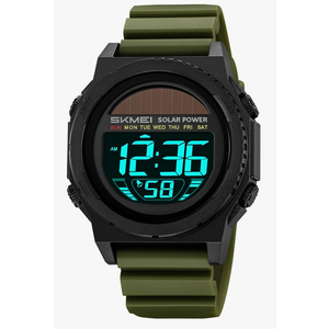 Solar Powered Energy Watch for Men Military Digital Multifunctional Led Luminous Indication 2 Time Zone 50m Waterproof Watch Reloj Solar para Hombre