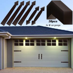Ferraycle 38 Pcs Magnetic Garage Door Decoration Kit Include 32 Faux Windows 4 Faux Hinges and 2 Handles Magnetic Door Decorative Hardware Garage Door Magnets for 2 Car, Dark Brown(Square)