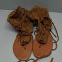 Women's Tassel Gladiator Flip Flops Sandals,Summer Retro Bohemian T-Strap Roman Open-Toe Sandals Casual Beach Flat Clip Toe Ankle Boots (8, Brown)