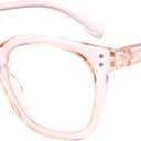 Reading Glasses for Men Women Blue Light Blocking with Spring Hinge, Blocking Readers Anti UV Ray Filter Eyeglasses, Square Computer Reader Glasses, Pink, +3.5