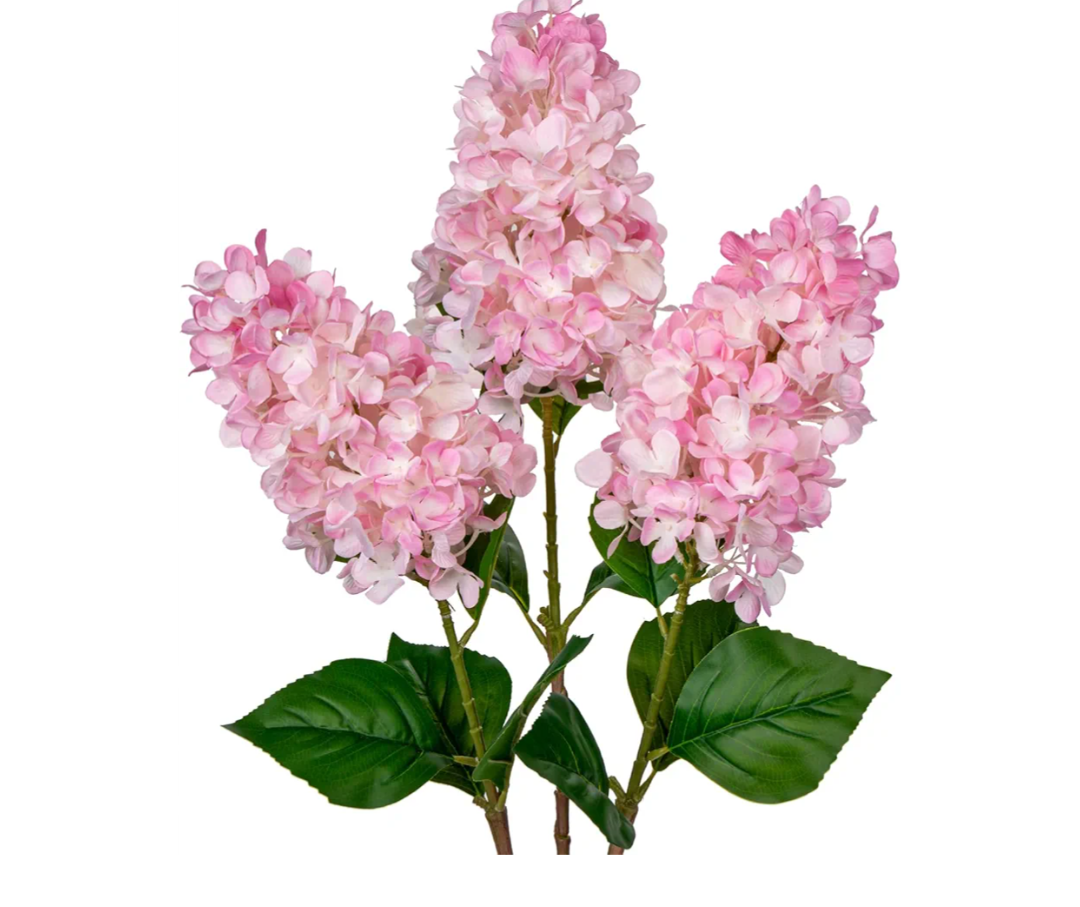 3PCS Fake Flowers Hydrangea Artificial Flowers 28" Long Stem Pink Faux Flowers for Vase, Real Touch Silk Flowers Décor for Floral Arrangement Home Farmhouse Office Hotel Decoration