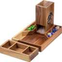 Wooden Magnetic Dice Tower with Tray - Dungeons and Dragons Accessory - Portable Dice Roller for Tabletop RPG - DND Gifts