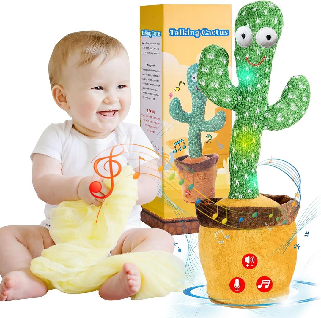 Dancing Talking Cactus Baby Toys Boy Girl Gifts, Singing Mimicking Recording Toys Repeats What You Say, Comes with 120 English Songs Singing Talking Musical Toy