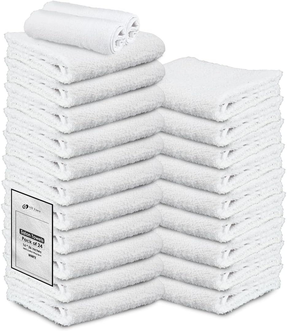 Hand Towels (Pack of 24) White Economy Towels Salon Towels - 100% Cotton Spa Towel 16 x 27 Inches Highly Absorbent, Facial, Gym, Hair, Face Towel Bulk
