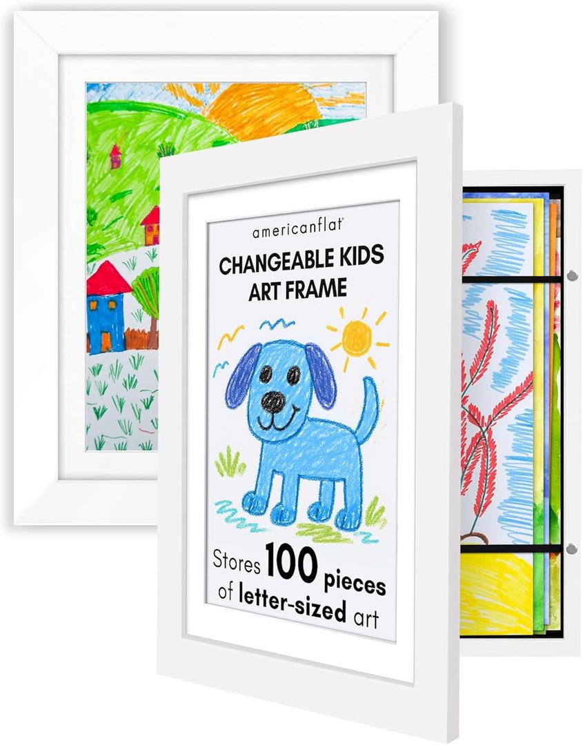 Kids Artwork Frame Changeable (White) - Magnetic Door Holds 100 Art Pieces - 8.5x11 Letter Size Display with Mat or 10x12.5 Without Mat - My Mini Masterpiece (Set of 2) Kids Artwork Frame Changeable (White) - Magnetic Door Holds 100 Art Pieces - 8.5x11 Letter Size Display with Mat or 10x12.5 Without Mat - My Mini Masterpiece (Set of 2)