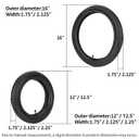 Front 12/12.51.75/2.125/2.25 and Rear 161.75/2.125 Tires and Tubes (1+2) Fit for 3-Wheeler Gear Jogging Troller Models (Both Single and Double Strollers) Including Revolution SE/Pro/Flex/SU/Ironman