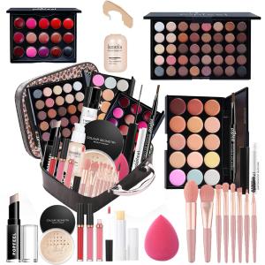 All in One Makeup Kit Professional, 40 Color Eyeshadow Palette, Foundation, Concealer, Contour, Lip Gloss, 20 pcs Brushes Set for Women Teens, Gift Ideal (Black)