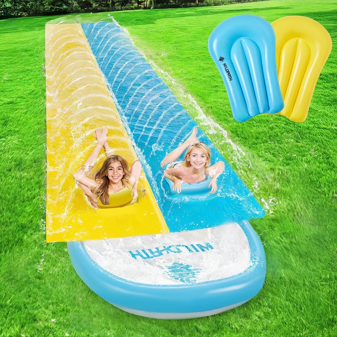 WILDPATH 22.5FT Lawn Water Slide for Kids and Adult, Inflatable Water Slide for Backyard Outdoor with Sprinkler, Blow up Water Silde Summer Toy