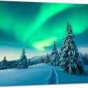 SKASNFAI Aurora Landscape Canvas Wall Art Natural Framed for Office, 16"L x 24"W