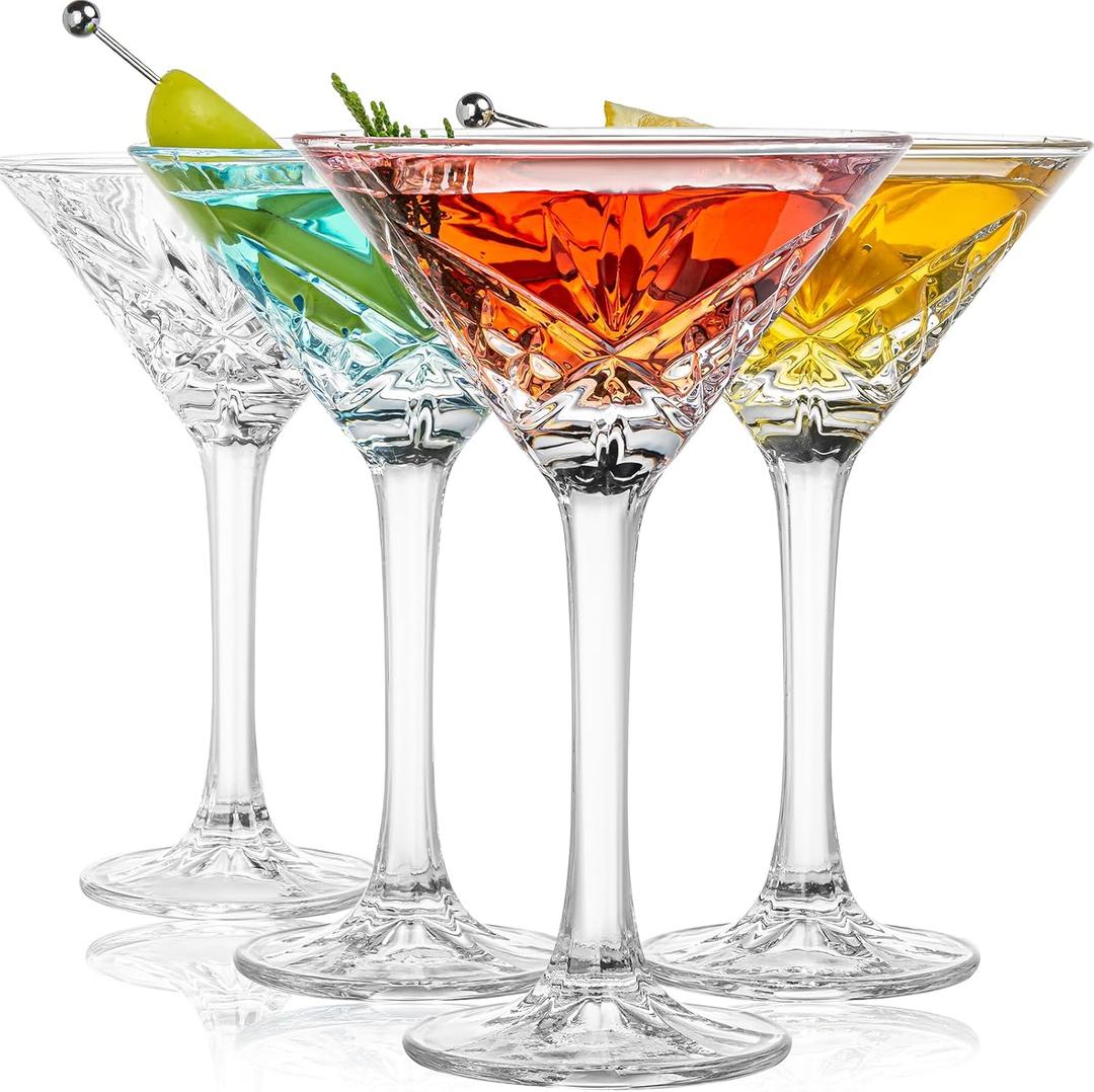 Vintage Martini Glasses, Set of 4 Crystal Coupe Glasses, 4oz Stemmed Cocktail Glasses, Margarita Cups, Champagne Glasses for Espresso Martini, Manhattan as Bar Glassware, Gifts