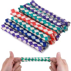 Piriuuo 24 Pieces Chinese Finger Trap Pet Bird Chew Toy Classic Bamboo Finger Trap Birds Foraging Toy Adult Birthday Party Favors Goodie Bag Stuffers