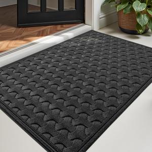 DEXI Front Door Mat 23x35, Non Slip Dirt Trapper Entry Mats for Inside Outside Entrance, Stain and Fade Resistant, Easy Clean Entryway Rug, Welcome Doormat, Patio, Charcoal