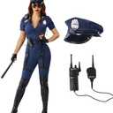 Spooktacular Creations Women Police Costume Set, Adult Cop Halloween Costumes Jumpsuit for Halloween Parties/ XL