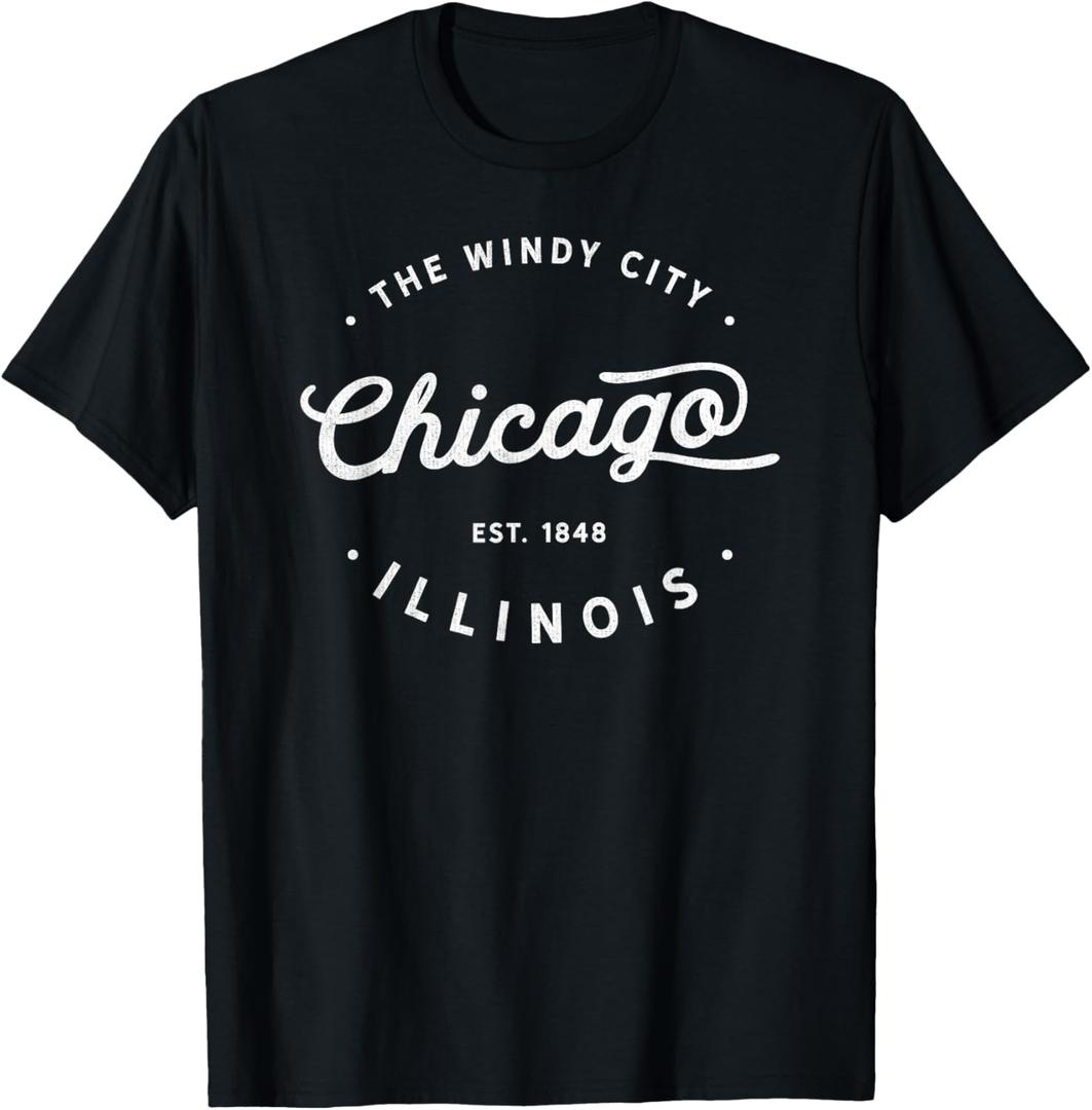 Classic Retro Vintage Chicago Illinois Windy City Novelty T-Shirt