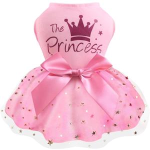 Idepet Princess Dog Dress Tulle Puppy Skirt Pet Apparel Dog Tutu with Bowknot,Birthday Dresses Daisy Sleeveless Holiday Clothes for Small Dogs Girls and Cats, XS
