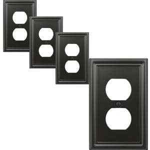 OKAWYC Single Duplex Outlet Cover Plate, 4- Pack Black Luca Metal Wall Plate 1 Gang, for Light Switch Cover, Receptacle Light Switch, Switch Cover Decorative Wallplate, Durable