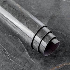 BOMENG Glossy Gray Marble Wallpaper Peel and Stick Thick Textured Grey Marble Contact Paper Self Adhesive Removable Granite Wallpaper Oilproof Waterproof Vinyl Wrap for Countertops Kitchen 16"x118"
